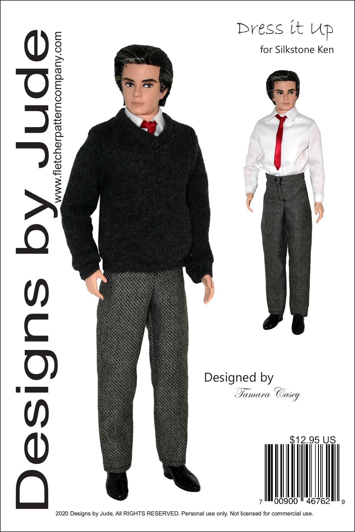 Designs by Jude Doll Clothes Pattern: Silkstone Ken & Mad Men Dress, Shirt & Pants Sewing Pattern