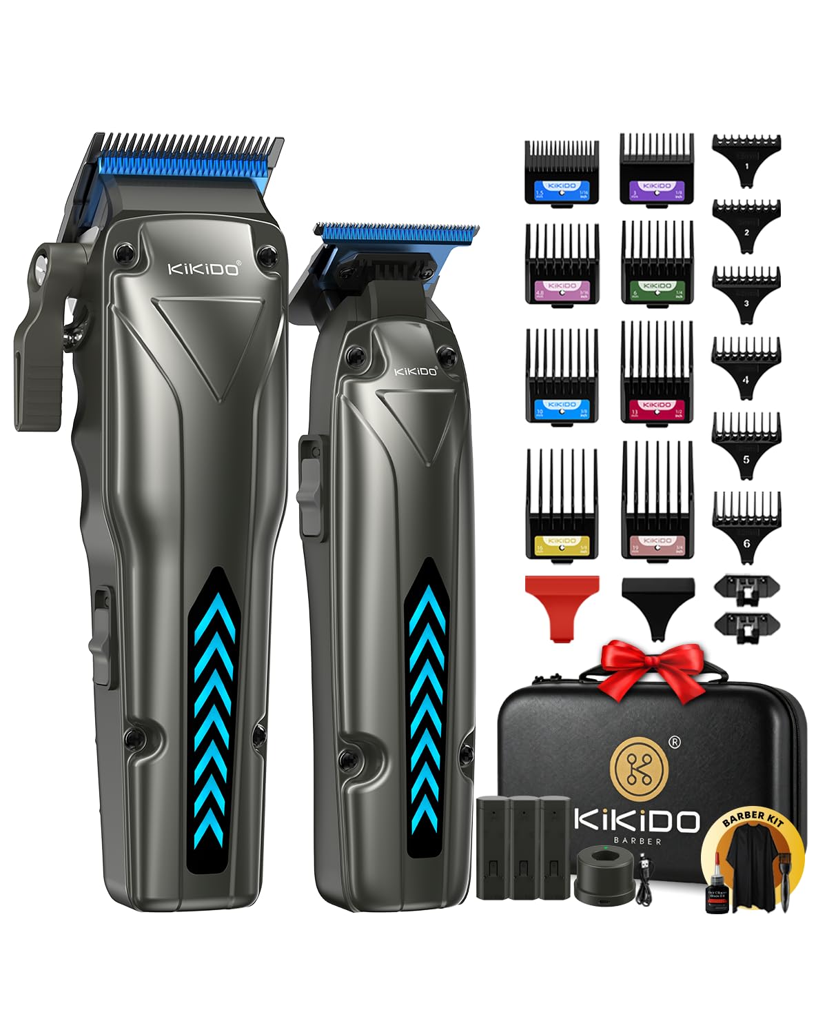 KIKIDO Cordless Hair Clippers for Men Professional Barber Clippers Kit 24Pc