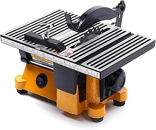 Mini Table Saw, Electric DIY Cutter 5500 RPM Depth of Cut 5/8" for Wooden Model Crafts, Metal, Plastic, Stone, Ceramic Tile, Glass Cutting