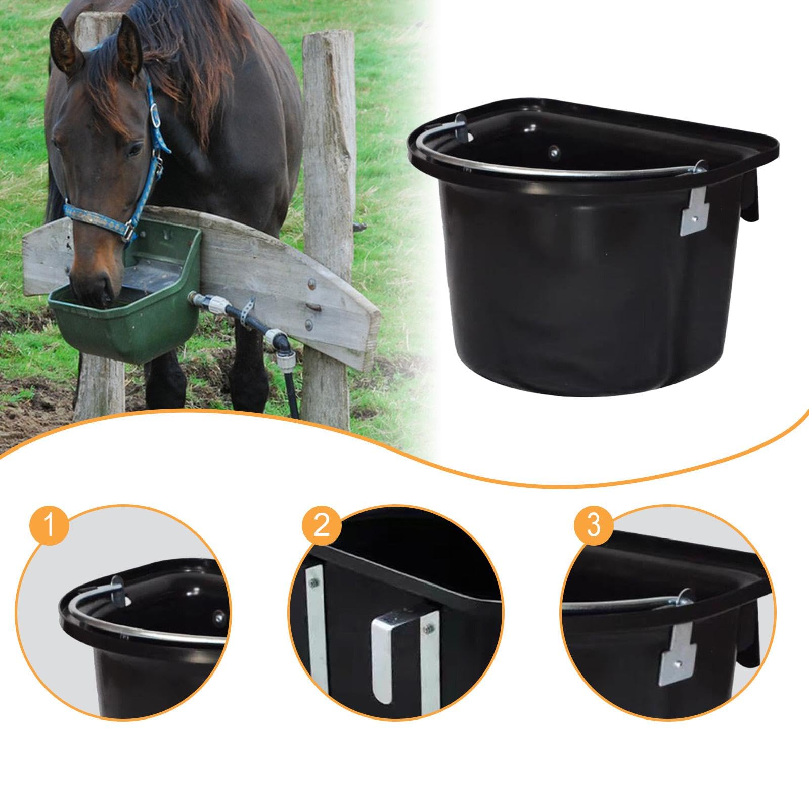 Amagogo Cubo de Alimentación para Caballos, Comedero Colgante, Fácil de Limpiar, Contenedor de Alimento para Animales de Granja, Comedero para Ranchos Y Granj