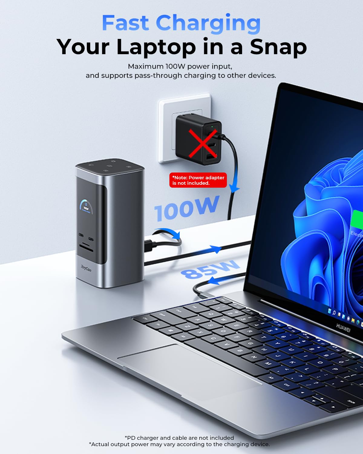 RayCue Estación de Acoplamiento USB C, Pantalla Triple 15 en 1 con 5 Botones de Acceso Directo, Pantalla Inteligente, DP y HDMI, 10 G USB A/C, Gigabit Ethernet, 100 W PD, Audio, estación de
