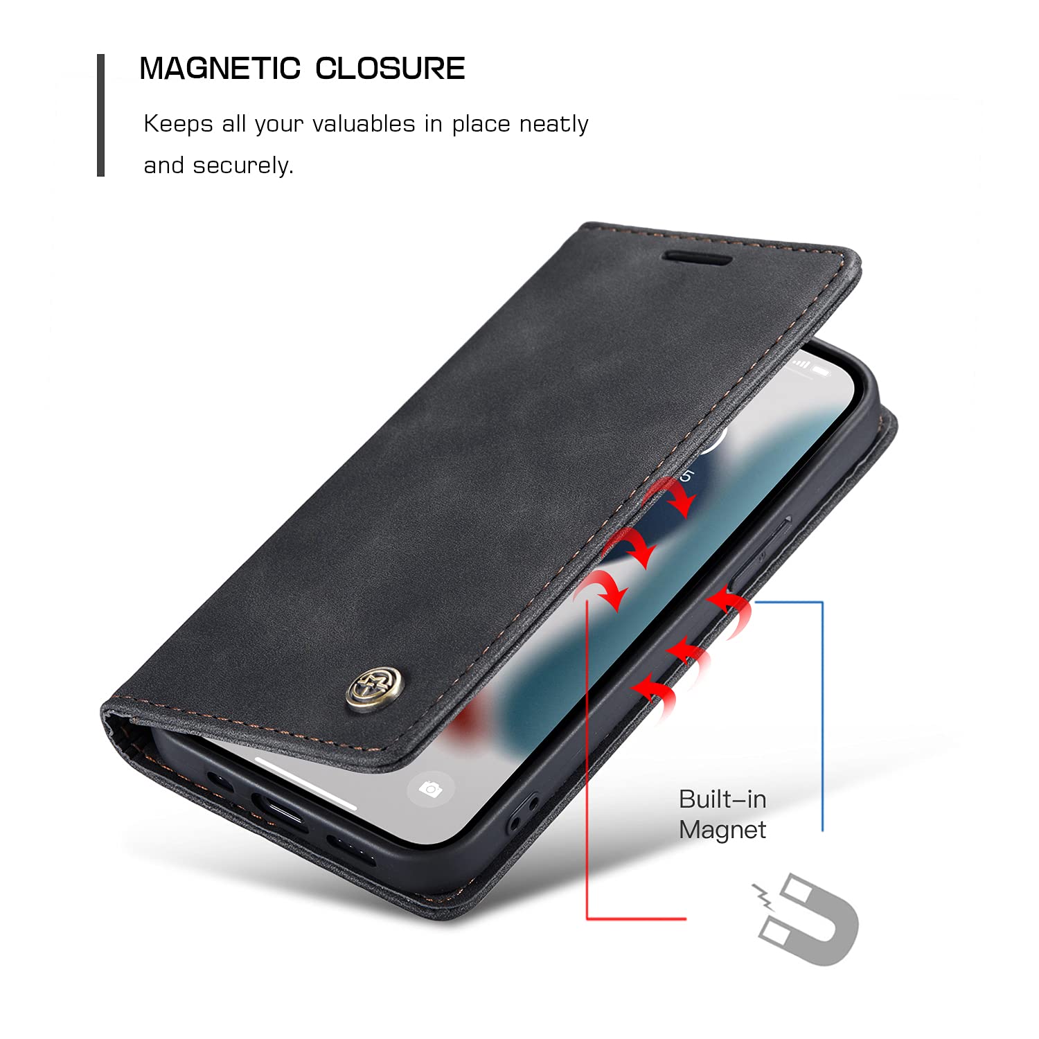 Acquista Custodie Flip Cavalletto Copertura in Pelle per Telefono Per iPhone 16e 16 Pro Max Custodia Portafoglio Fessura per Carte Supporto Cover Per Apple 15 14 13 12 Pro Max 16 Plus
