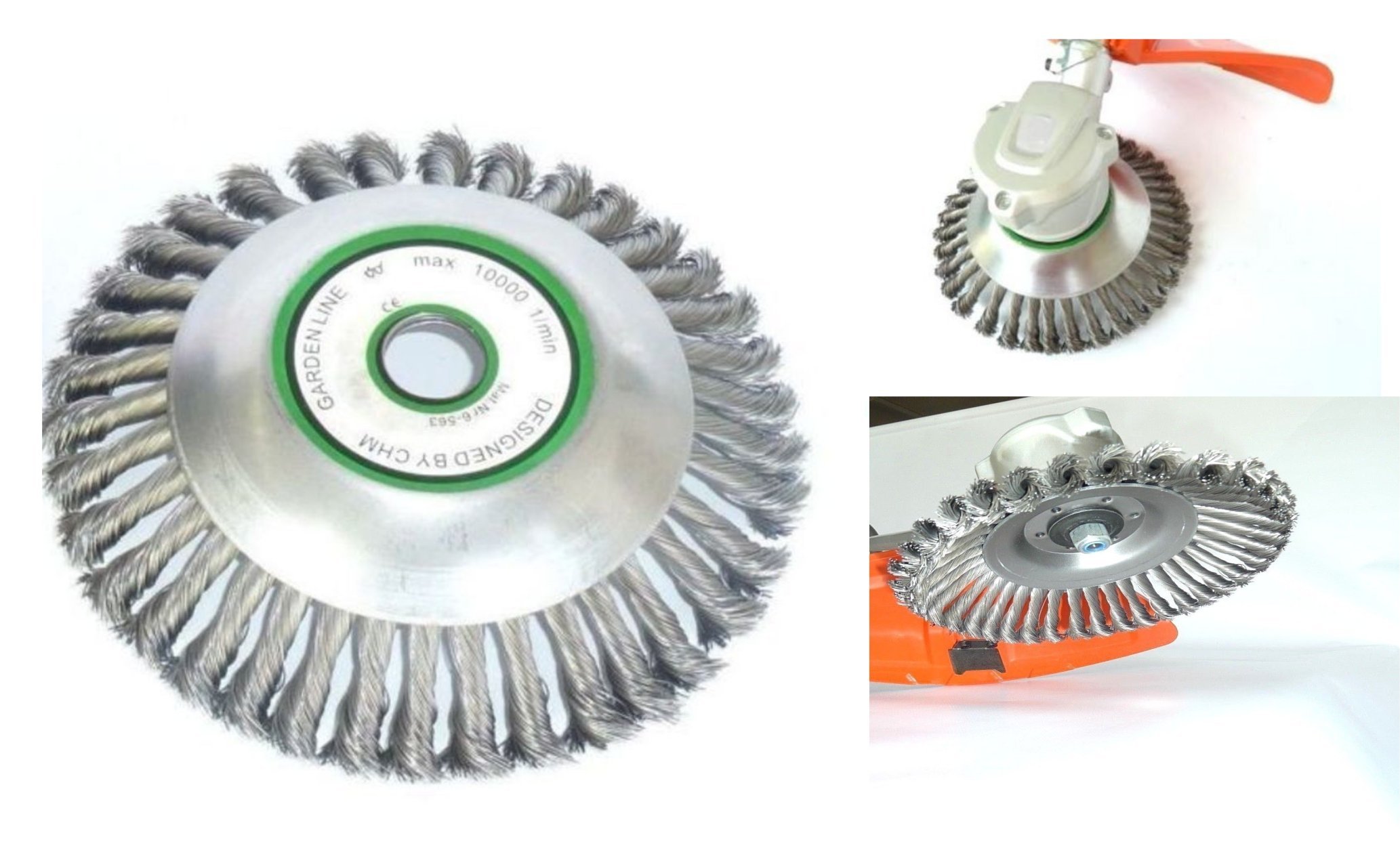 Profi erbaccia Spazzola, Spazzola motore Sense morbido o intrecciate (Duro), foro 25,4 mm, diametro 200 mm. setole in acciaio HSS. Spazzola adatta per 99% di tutti i decespugliatori sul mercato.