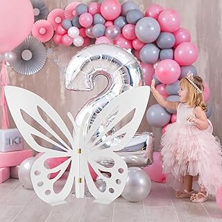 Large Size Wooden Butterfly Decor for Birthday Party - 30 * 20inch Big Butterfly Decoration with Standing Base for Baby Shower Outdoor Indoor Ceremony Wedding