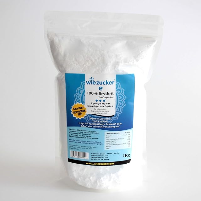 Wiezucker Erythrit cukru pudru, bez kalorii, zamiennik cukru pudru, 1 opakowanie (1 x 1 kg) Erypul1