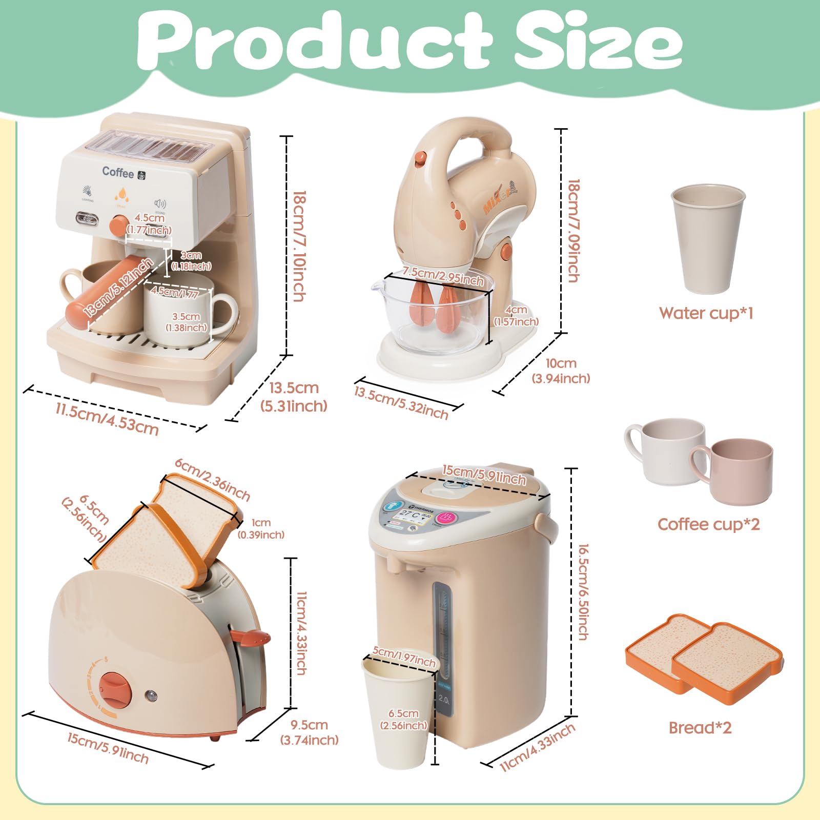 Juguetes de Cocina para niños, Accesorios Cocina Juguete con Cafetera, Licuadora, Batidora, Tostadora, Juego de Roles de Cocina, Comida Juguete Regalo para Niños Niñas 3+ Años