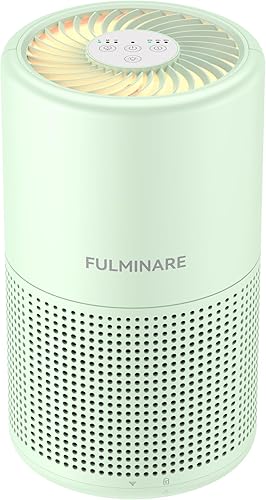 FULMINARE Purificadores de aire para dormitorio, filtro de aire HEPA verdadero H13, limpiador de aire silencioso con luz nocturna, purificador de