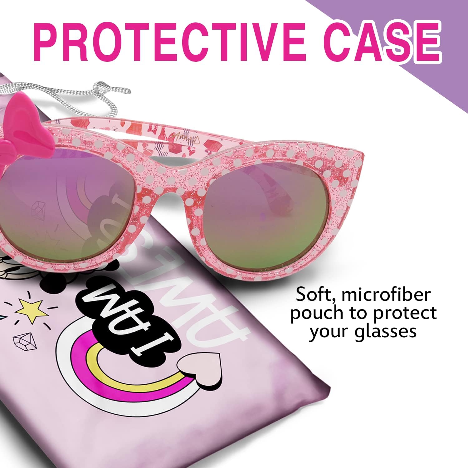 Minnie Mouse Sunglasses for Toddler Girls w/t Soft Case - Disney World Accessories for Trip - Disney Gifts for Kids - Image 5