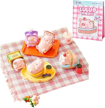 maidimiao Lulu The Piggy Pig Picnic Mini Bean Series Blind Box Figures Home dector 3PCs Figurine Ornament