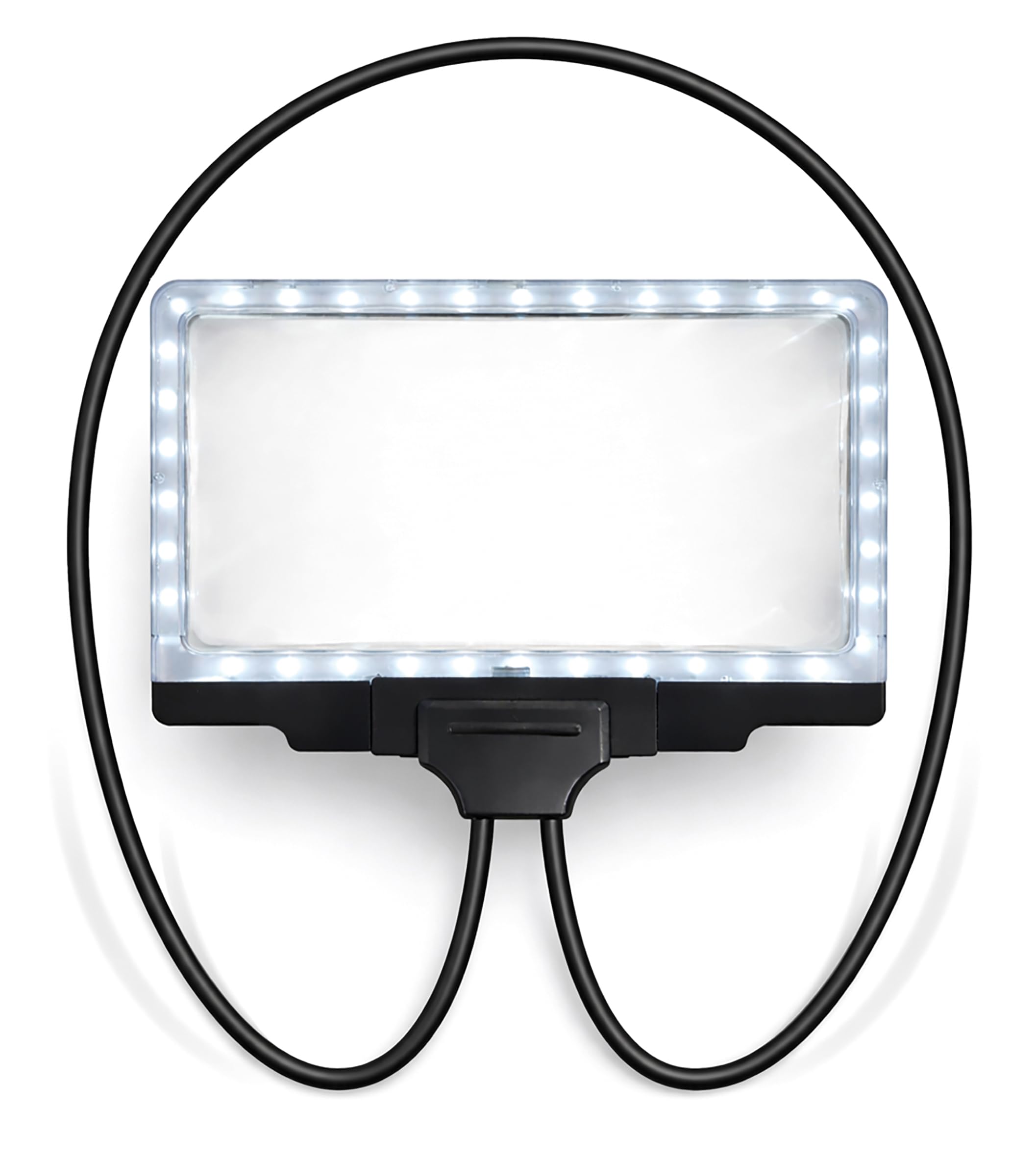 Bestfor Illuminated Hands Free Magnifier. 5X Magnification,36 Bright LEDs,Brightness Adjustment, 3 x AAA, Neck Worn Flexible Hose or In Hand,180x110mm Lens,Crafting,Reading,Sewing