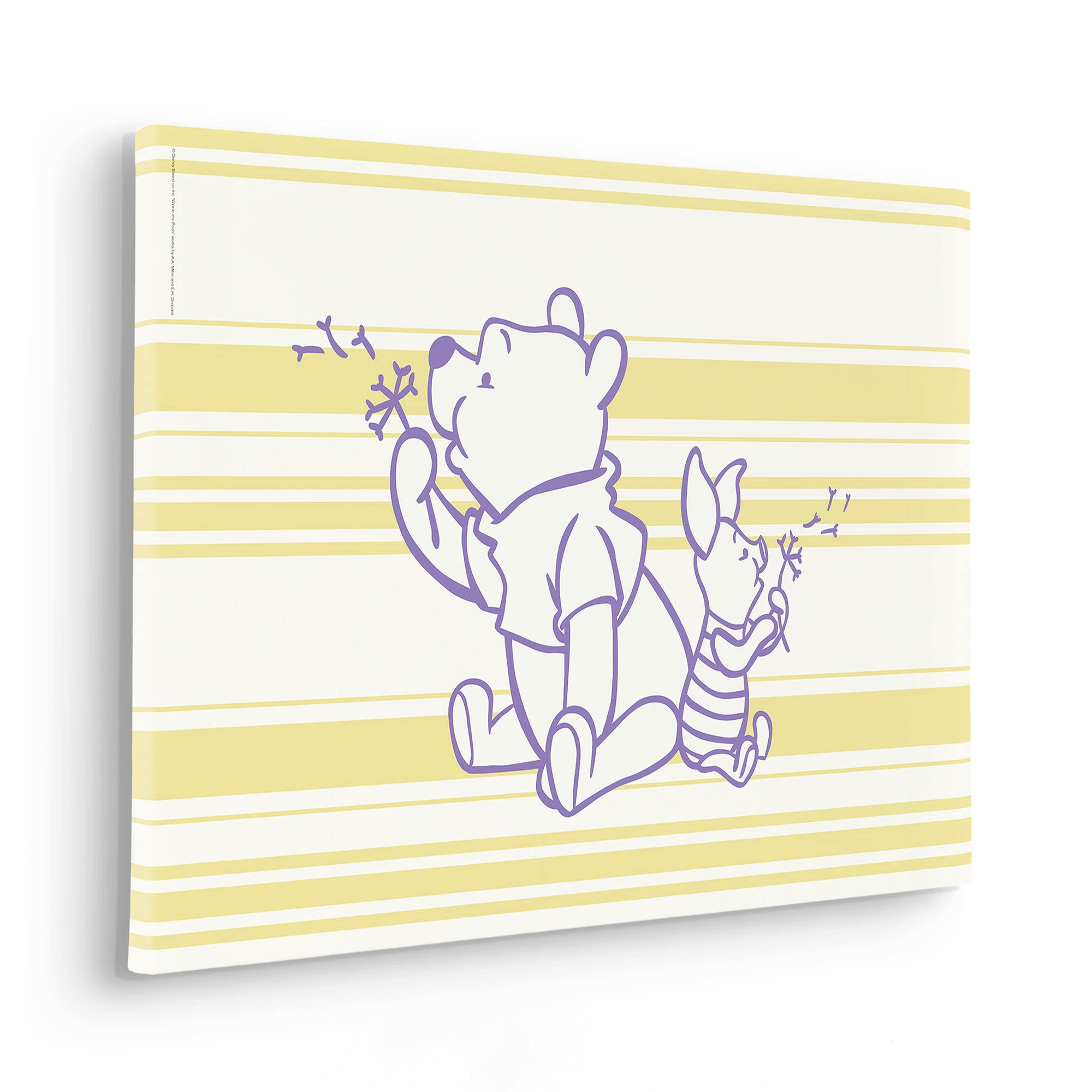 Komar Winnie the Pooh Dandelions Stretcher Frame in Real Wood Frame Size 40 x 60 cm Disney Children's Room Wall Art Print Wall Decoration Design