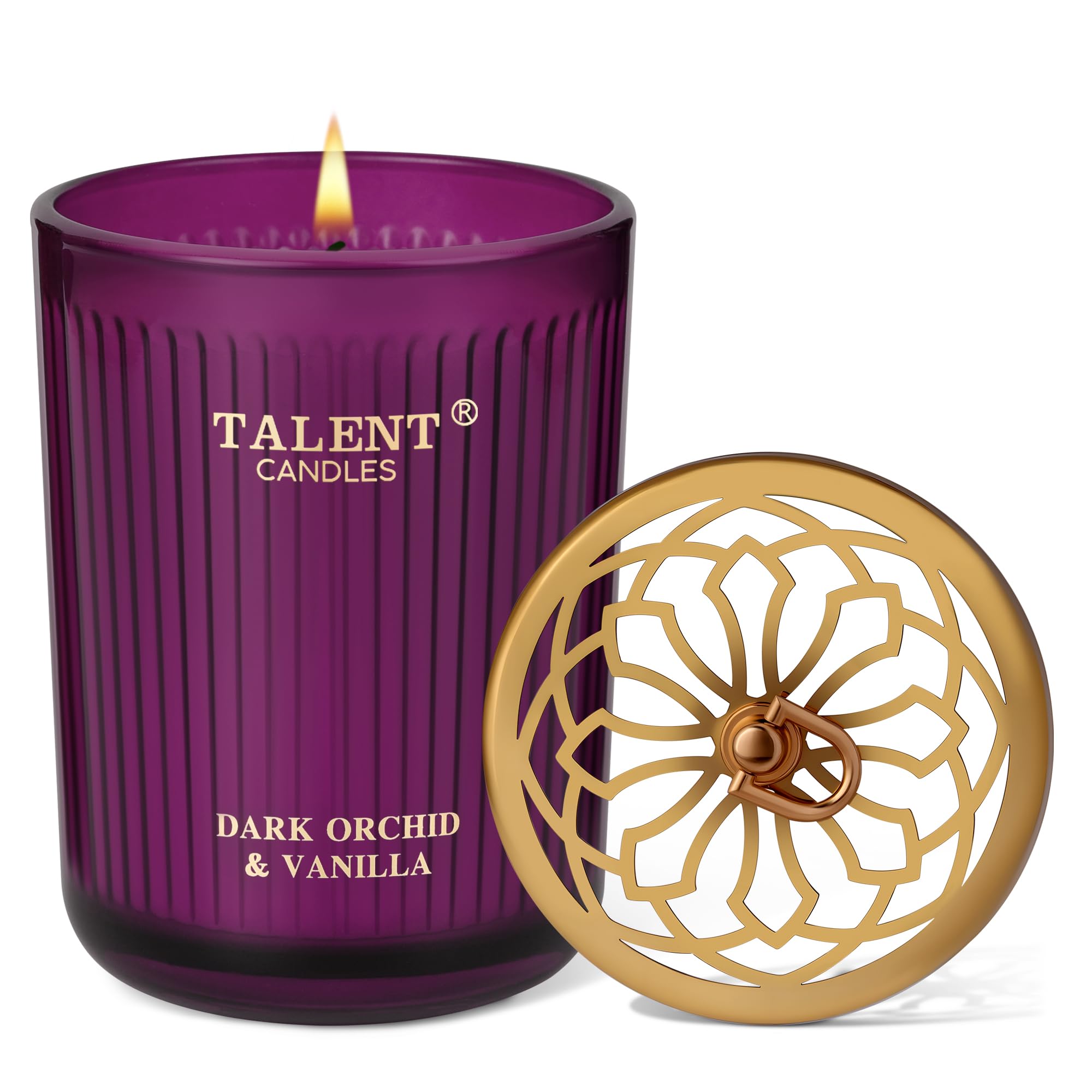 TALENT Duftkerzen, Aromatherapiekerze aus natürlichem Sojawachs, 8,4 Unzen im traditionellen Stil, Kerzengeschenke für Frauen und Männer, Heimdekoration, Dunkle Orchidee und Vanille