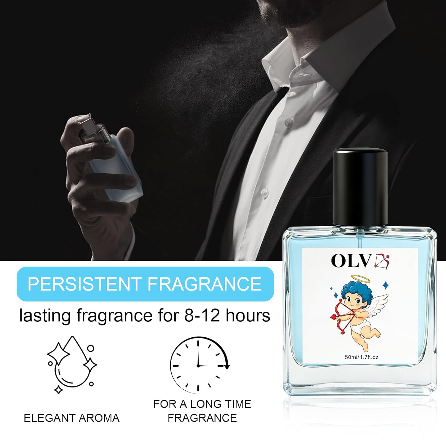 OLV Pheromone Cologne for Men, Men's Eau de Parfum for Men Long-Lasting Scent Men's Cologne Hypnosis Perfume Pheromone Birthday Valentines Day Gifts for Him,Boy Friend,Husband(50ml/1.7fl.oz)