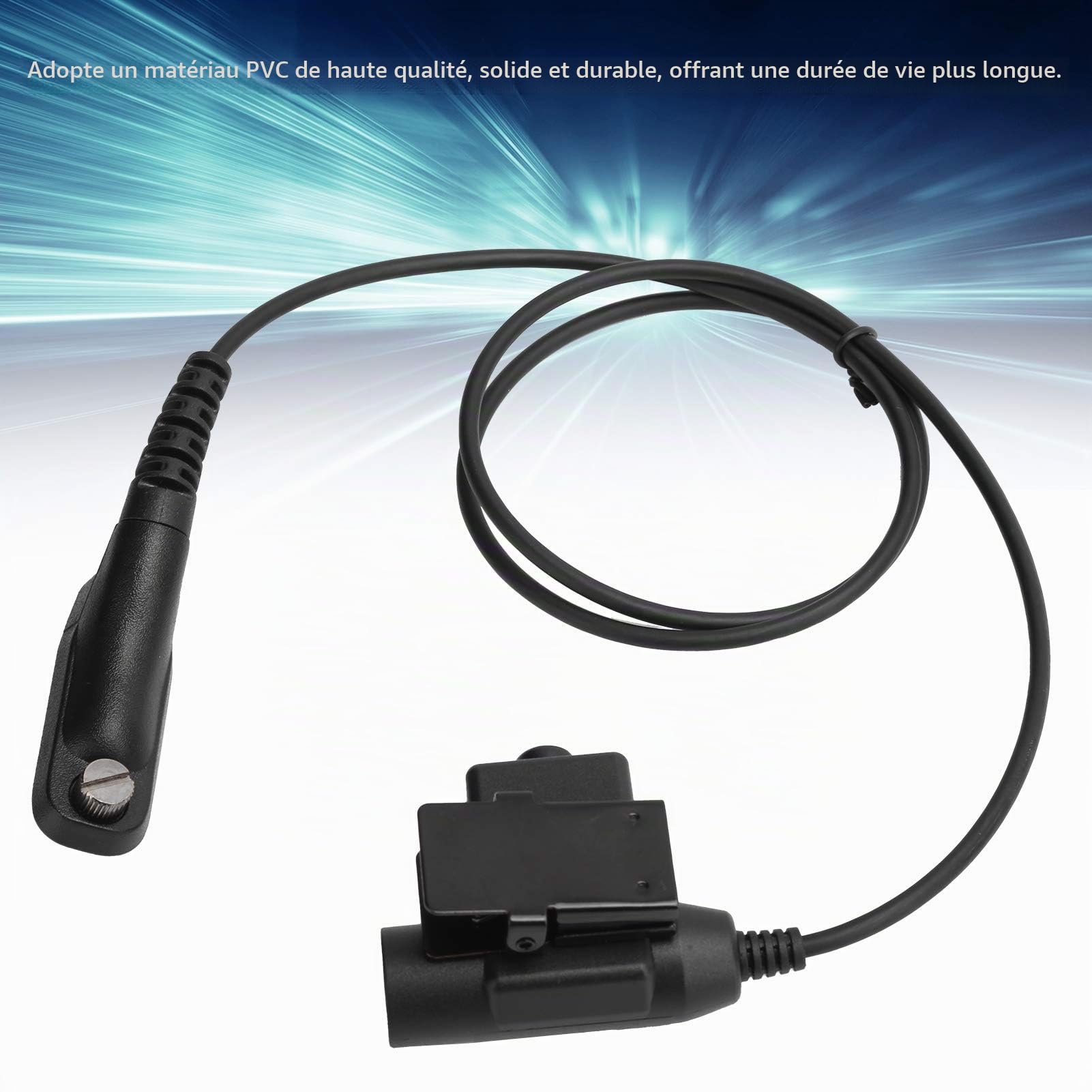 Adaptateur de Casque de Talkie-walkie, Adaptateur de Casque de Remplacement U94 PTT pour Motorola MTP850S XIR P8268 P8200 MTP6550 XPR6350, Noir