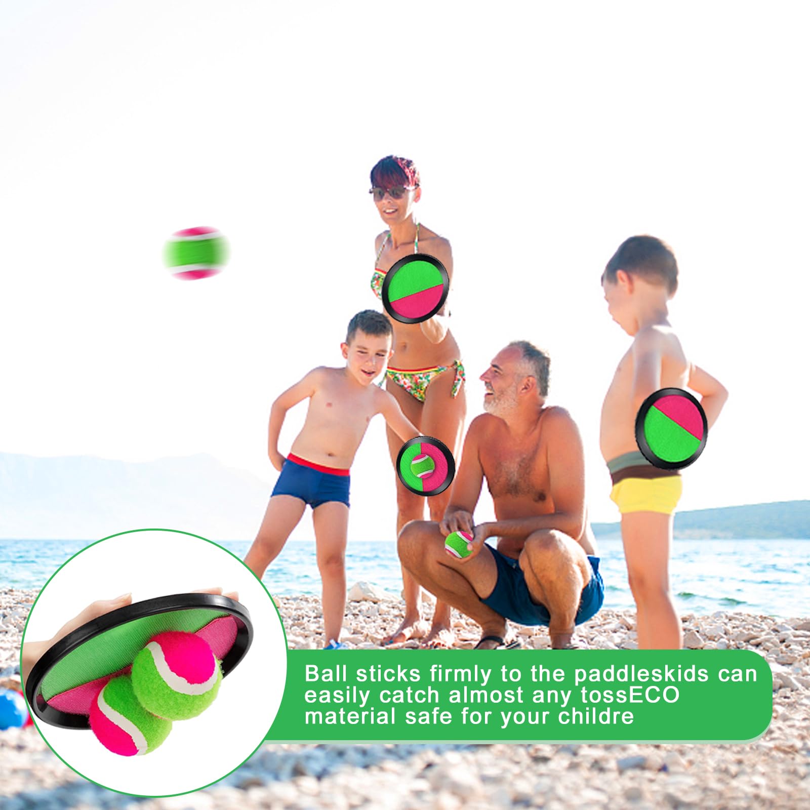 GAOUTO Klettballspiel 2er-Pack - 4 Paddel & 2 Bälle, Outdoor Spielzeug Für Kinder & Erwachsene