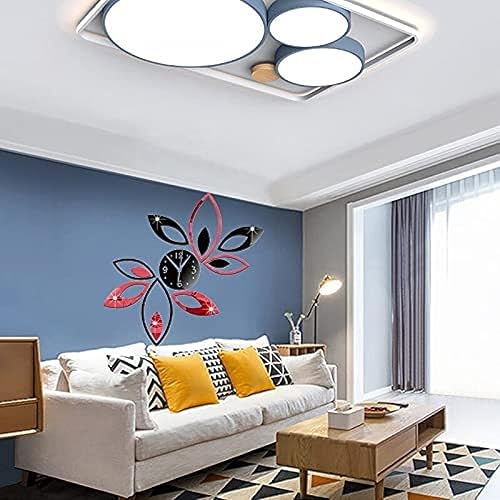 Miniatura 1 de Wall Clock Kitchen Clocks Wall Large Wall Clocks 3D DIY Mirror Wall Sticker Clock Flower Modern Design Black Red Lotus Watch Mural Reloj Adhesivo De