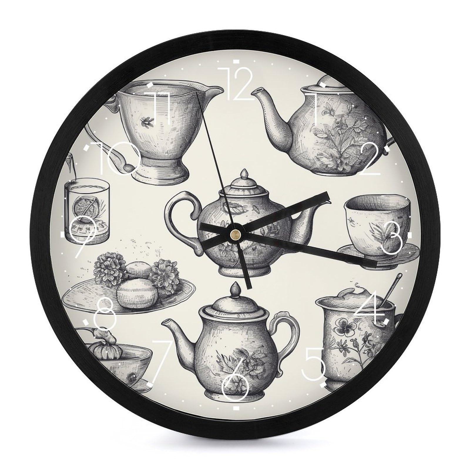 Horloge murale cuisine théière silencieuse pour embellir votre coin repas