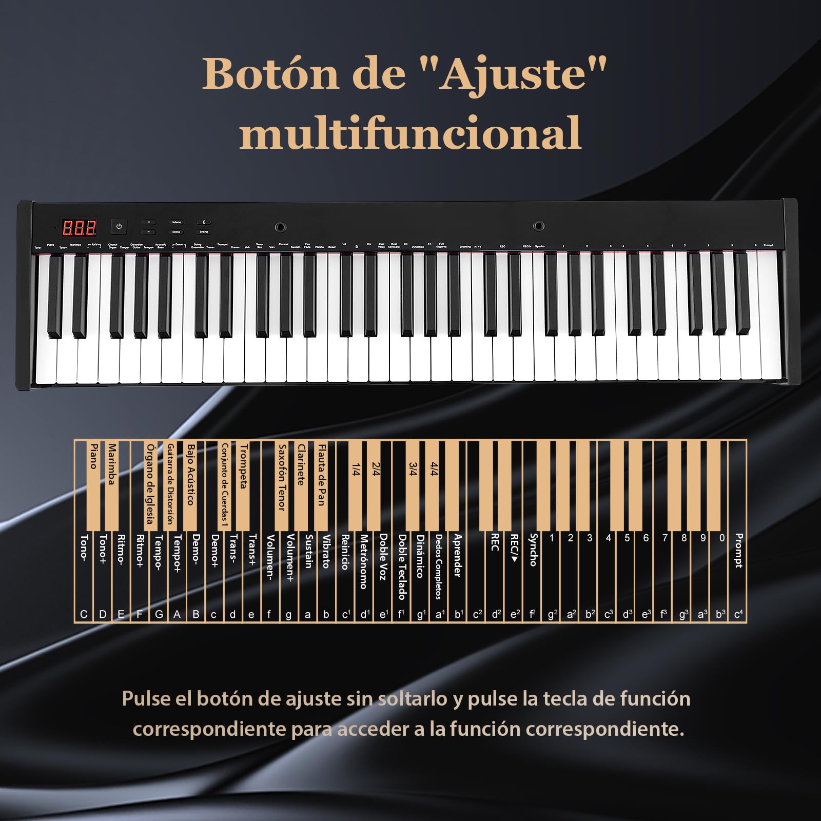 COSTWAY Teclado Electrónico de 61 Teclas con Taburete de Piano, Piano Electrico con Soporte para Teclado, Set de Piano Digital con Teclas Semi-Pesadas, Función de Audio MIDI Inalámbrica