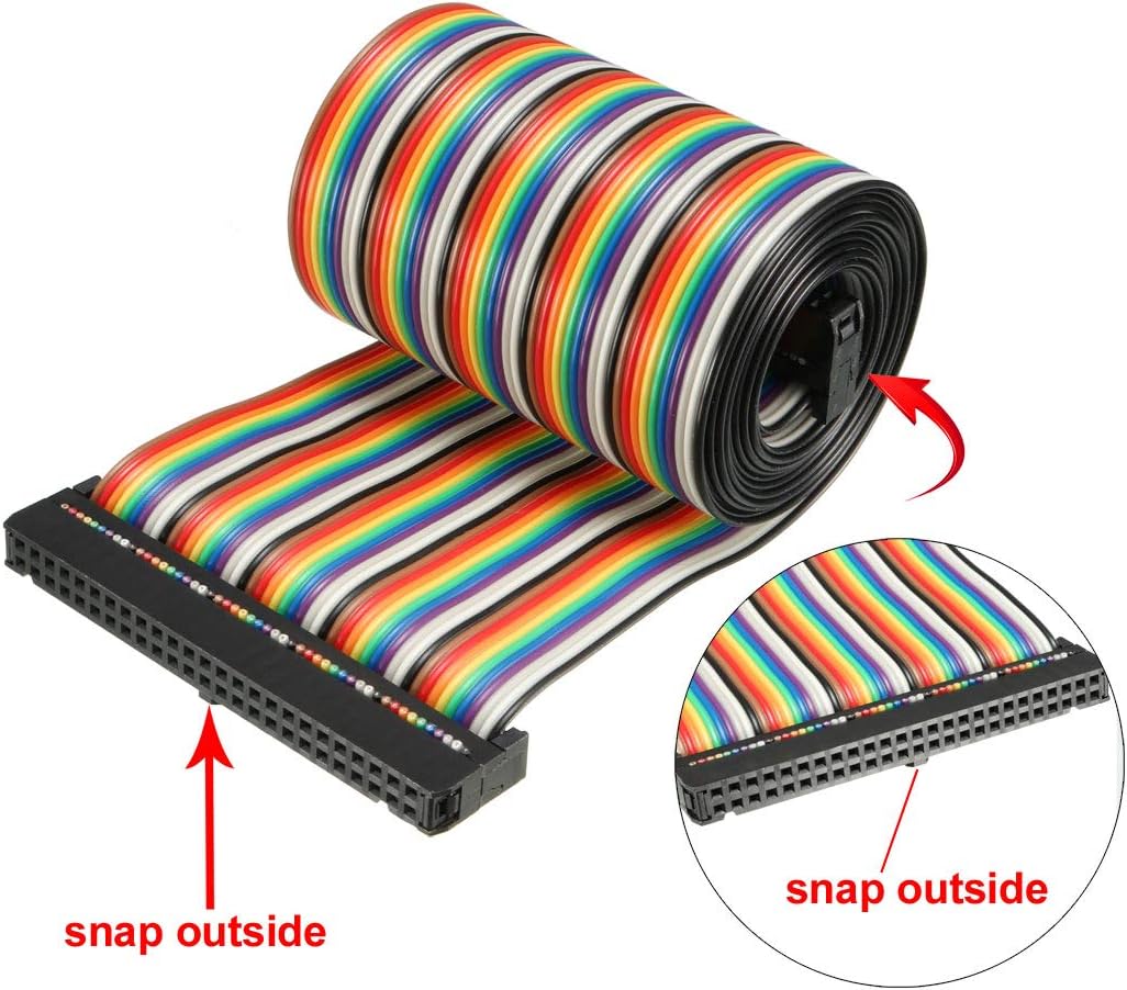 uxcell IDC Rainbow Wire Flat Ribbon Cable 50 Pins 128cm Length 2.54mm Pitch 2pcs Type-C