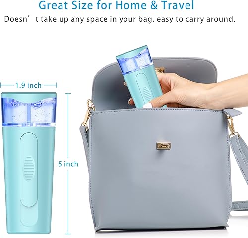 Vista 11 de withthesun Nano Rostro facial portátil, vaporizador facial, rociador de niebla fría recargable por USB, tanque de agua visual de 1.4 fl oz, Nano