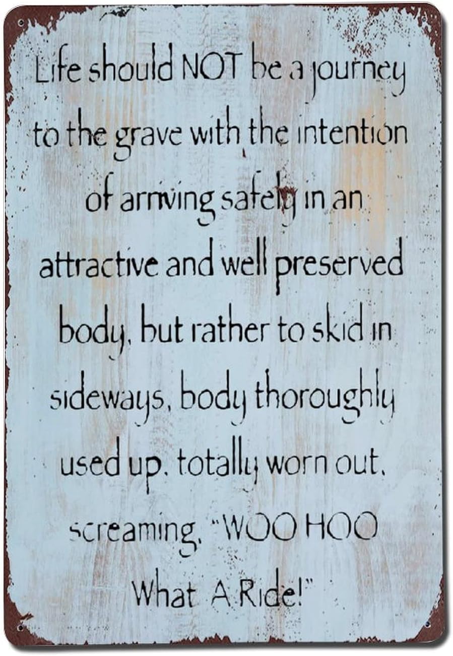 Life Should Not Be A Journey To The Grave Vintage Quotes Metal Sign Retro Quote Saying Words Metal Sign Plaque Poster 8X12 Inches