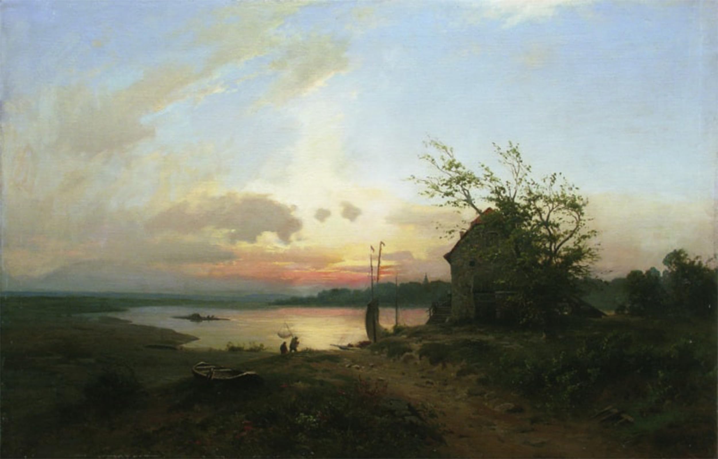 POSTERIIk Famous Modern Artwork Art Mural Fishermen on the River by Lev Feliksovich Lagorio Oil Paintings Pictures for Home Decor 60x90cm