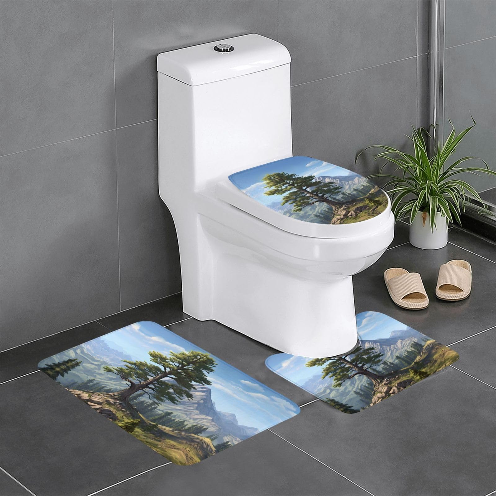 Tapis de salle de bain pour meuble-lavabo et WC Deer Mountain lot de 3 doux