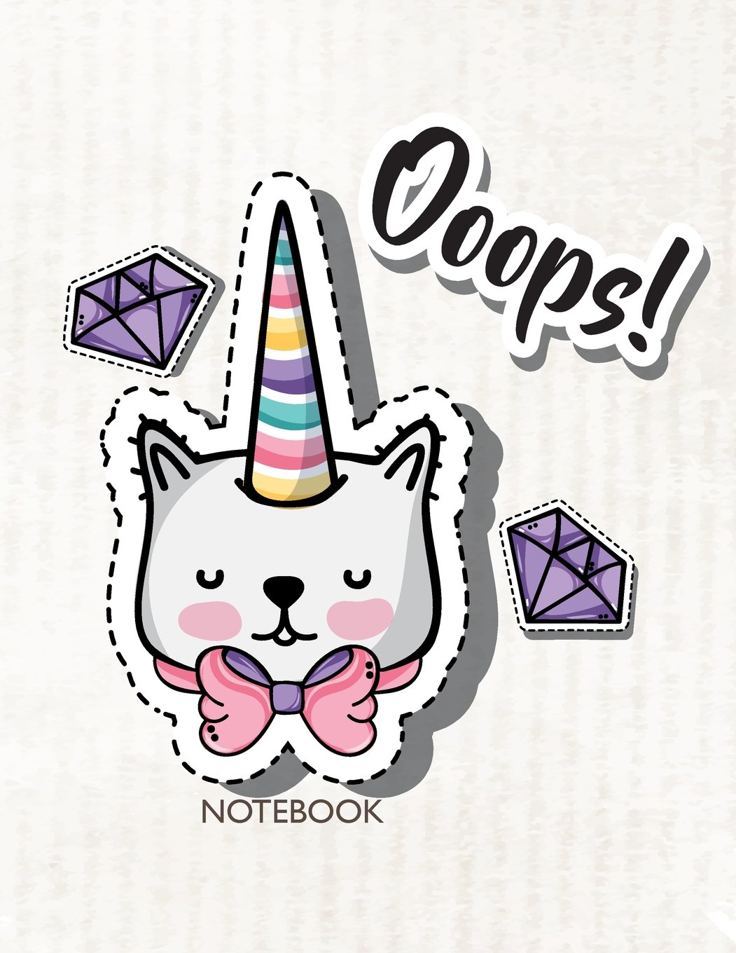 Ooops notebook: Cute cat on cream cover and Lined pages, Extra large (8.5 x 11) inches, 110 pages, White paper (Cute Cat on Cream Notebook)