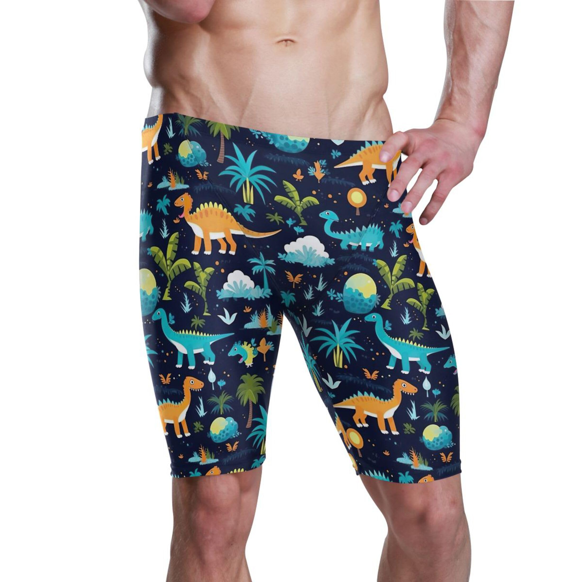 Cute Dinosaur Dino Animal Mens Swim Jammers Swimsuit XL B0401273