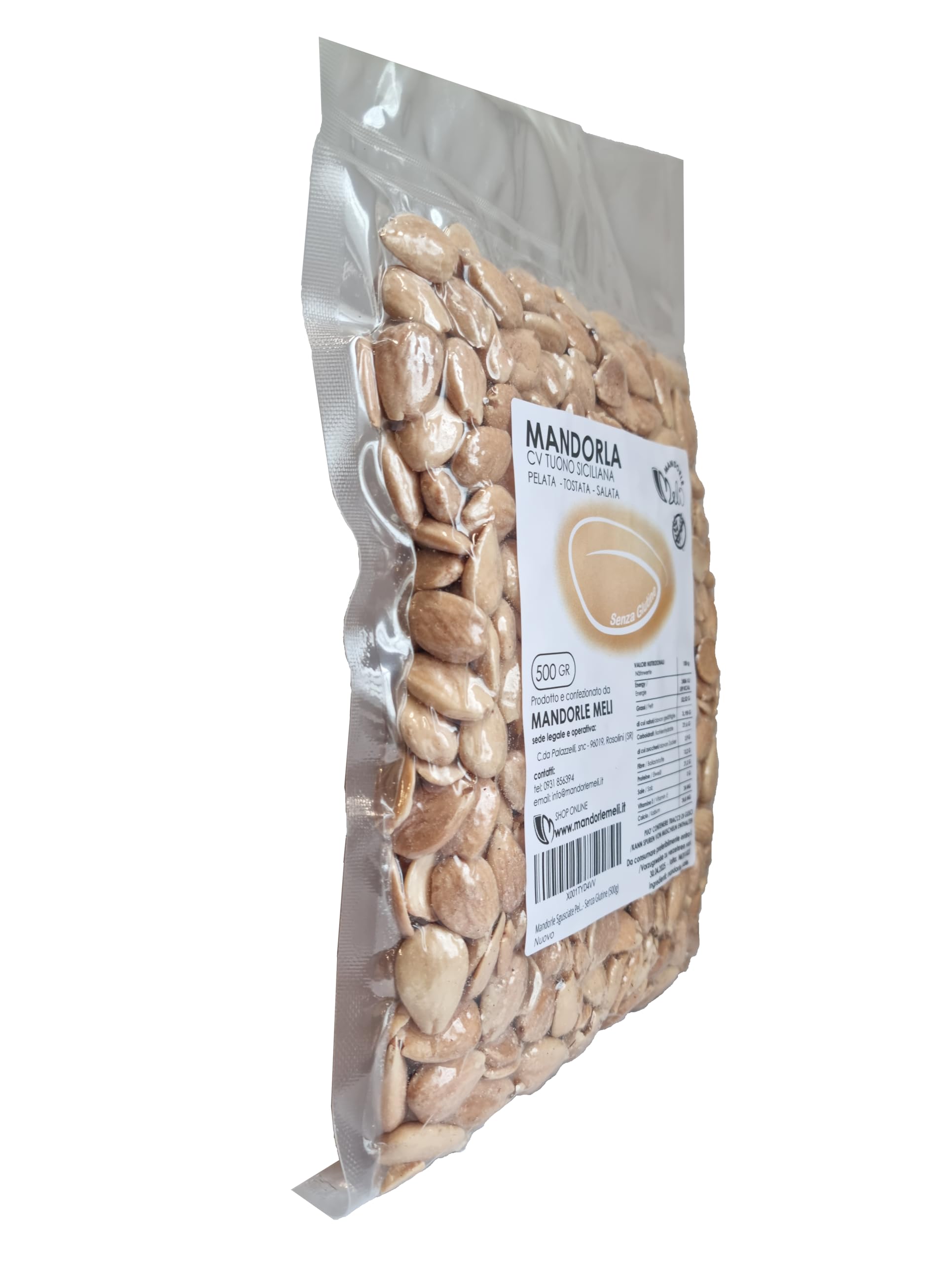 Sizilianische geröstete und gesalzene geschälte Mandeln - Trockenfrüchte Quelle von Vitaminen und Ballaststoffen - Glutenfrei (500g)