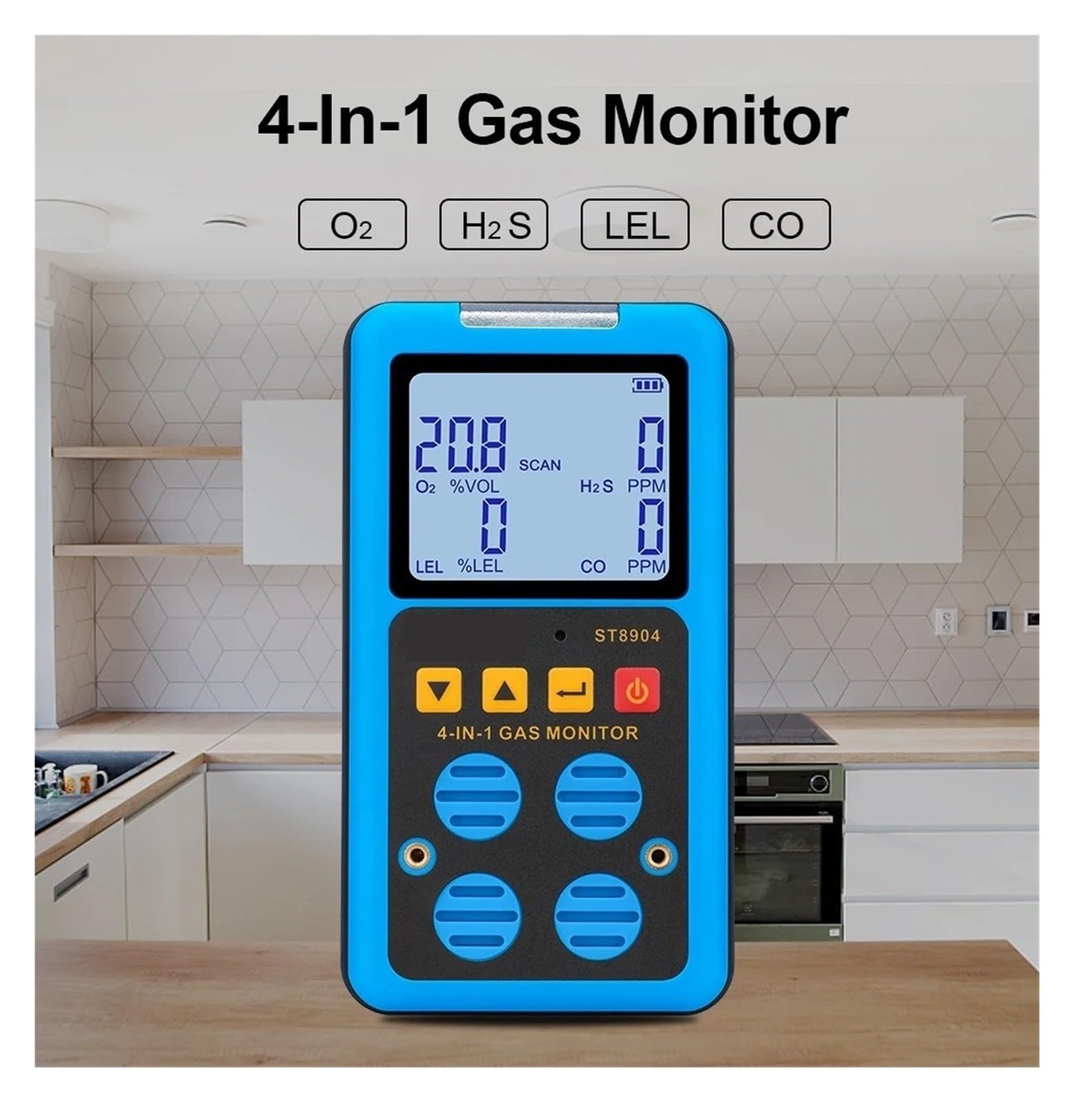 Detector De Humo De Gas Digital 4 En 1 for O2 H2S CO LEL