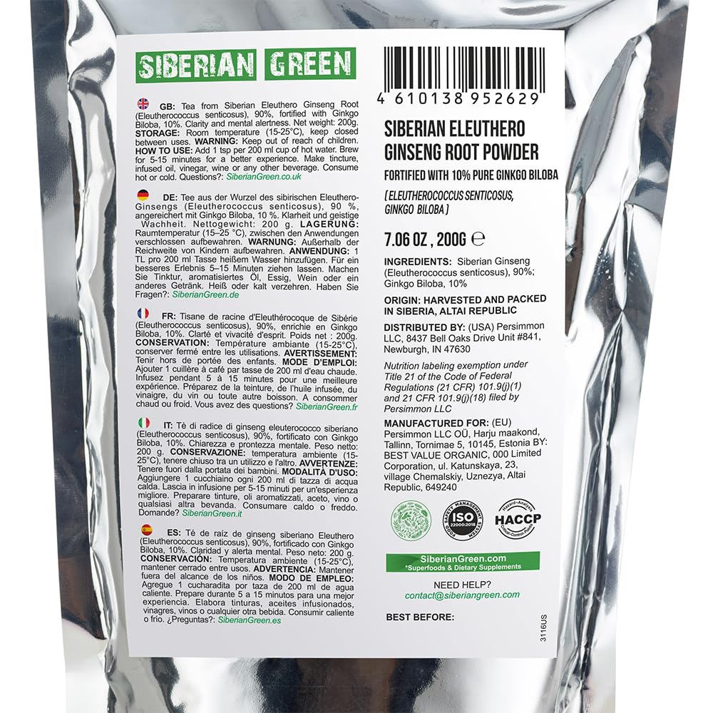Té de ginseng verde siberiano con Ginkgo Biloba 200g