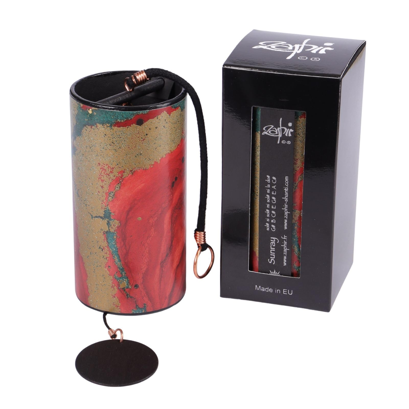 Zaphir Klangspiel Sunray Sommer | Windspiel Geschenkverpackung in Schwarz - Chimes als Geschenk für Yoga, Kinder und Meditation in Rot
