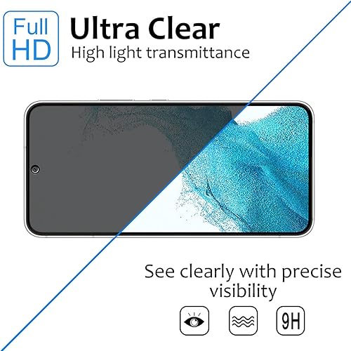 Miniatura 5 de Paquete de 3 + 3 2 protectores de pantalla de privacidad y 1 transparente y 3 protectores de lente de cámara para Samsung Galaxy S22 5G de 6.1