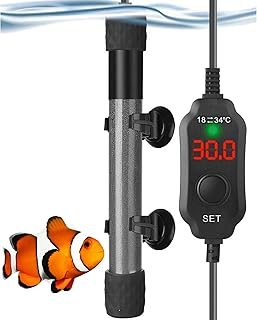 HiTauing Aquarium Heizung 25W/50W/100W/300W/500W, 500W Unterwasser-Aquarium-Heizung Super Short Heizstab Aquarium mit LED-Digitalanzeige Thermostat für Süß- und Salzwasser-Tank 250-350L