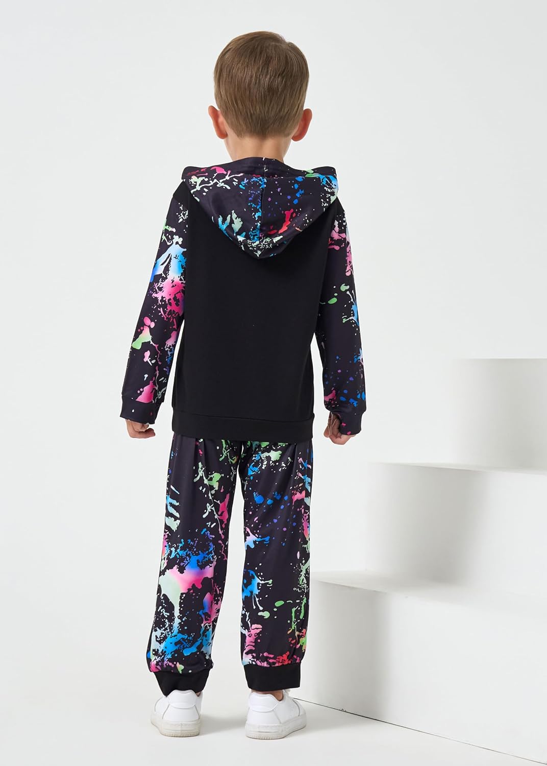 Toddler Boys Colorful Paint - Splatter Hoodie And Jogger Set, Soft Cotton Blend For All - Day Comfort - Image 6