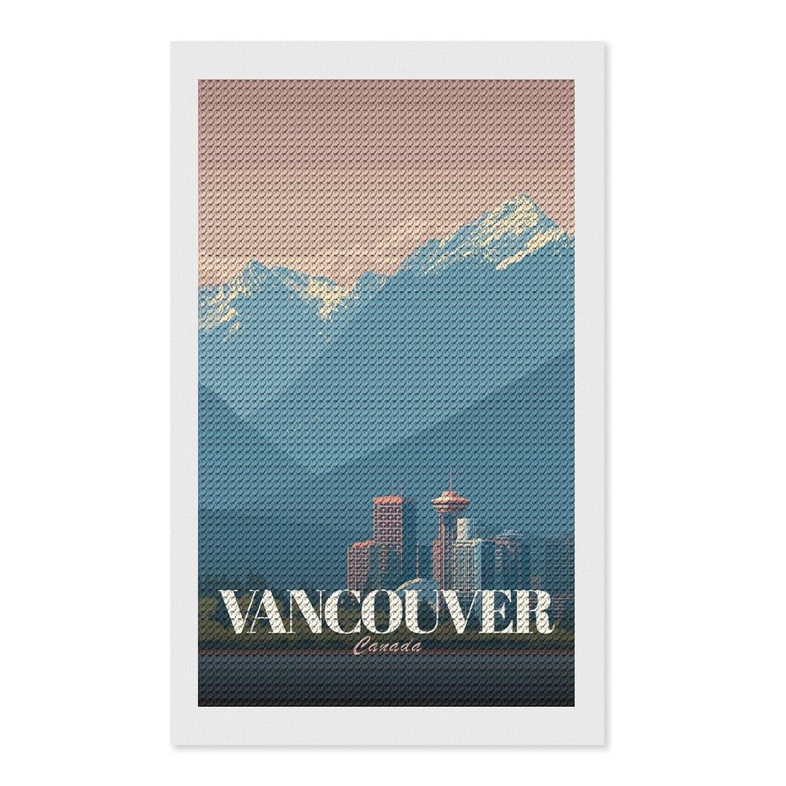 Junmoney Vancouver Canada Cityscape Travel Diamond Painting Canvas Set 12"x20", Mindful Craft Activity, Nice Detail and Sparkle, Farmhouse Decor, Birthday Gift