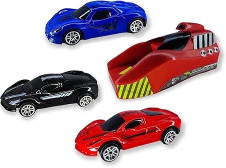 Umadiya Branded Rapid Launcher Play Set Toy with 3 Die Cast Metal Stunt Car and Master Racers Sports Racing Game for Kids - Multi Color