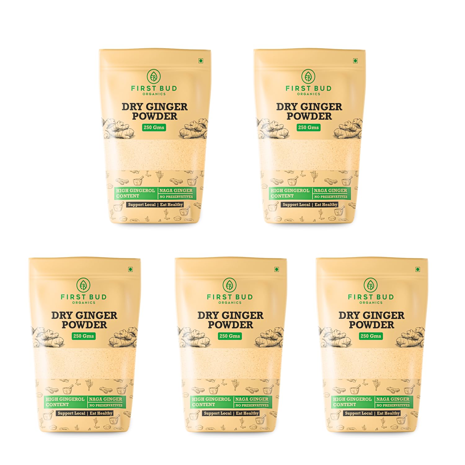 First Bud Organics Dry Ginger Powder - 250gm X 5 | Organic Ginger Powder With High Gingerol Content | Non GMO, Gluten Free & No Preservatives | Perfect For Cooking, Baking, Smoothies, and Teas | (B09NHTW3WM) Amazon Price History, Amazon Price Tracker