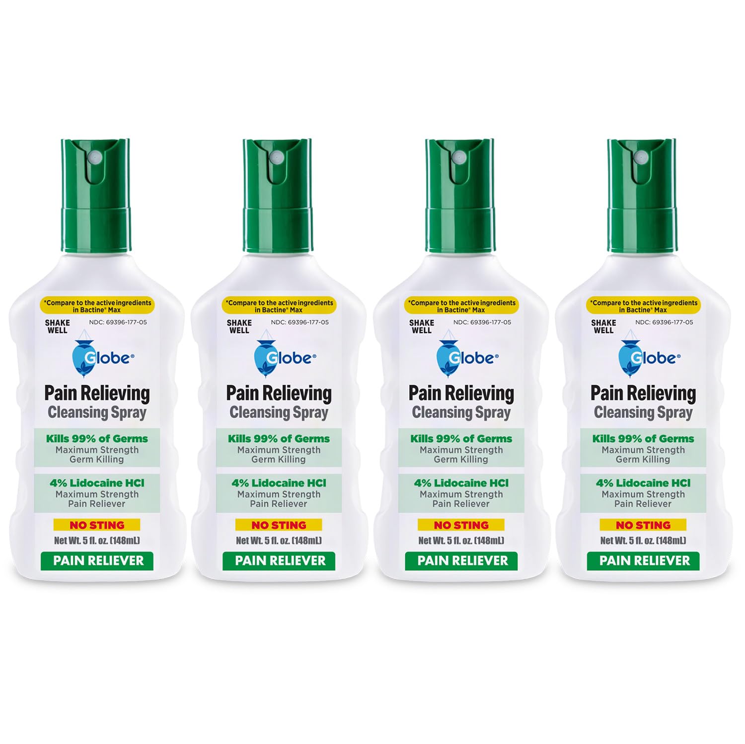Globe Max Lidocaine Antiseptic Spray, No Sting, 4 Bottles, 5 oz — Amazon image 8