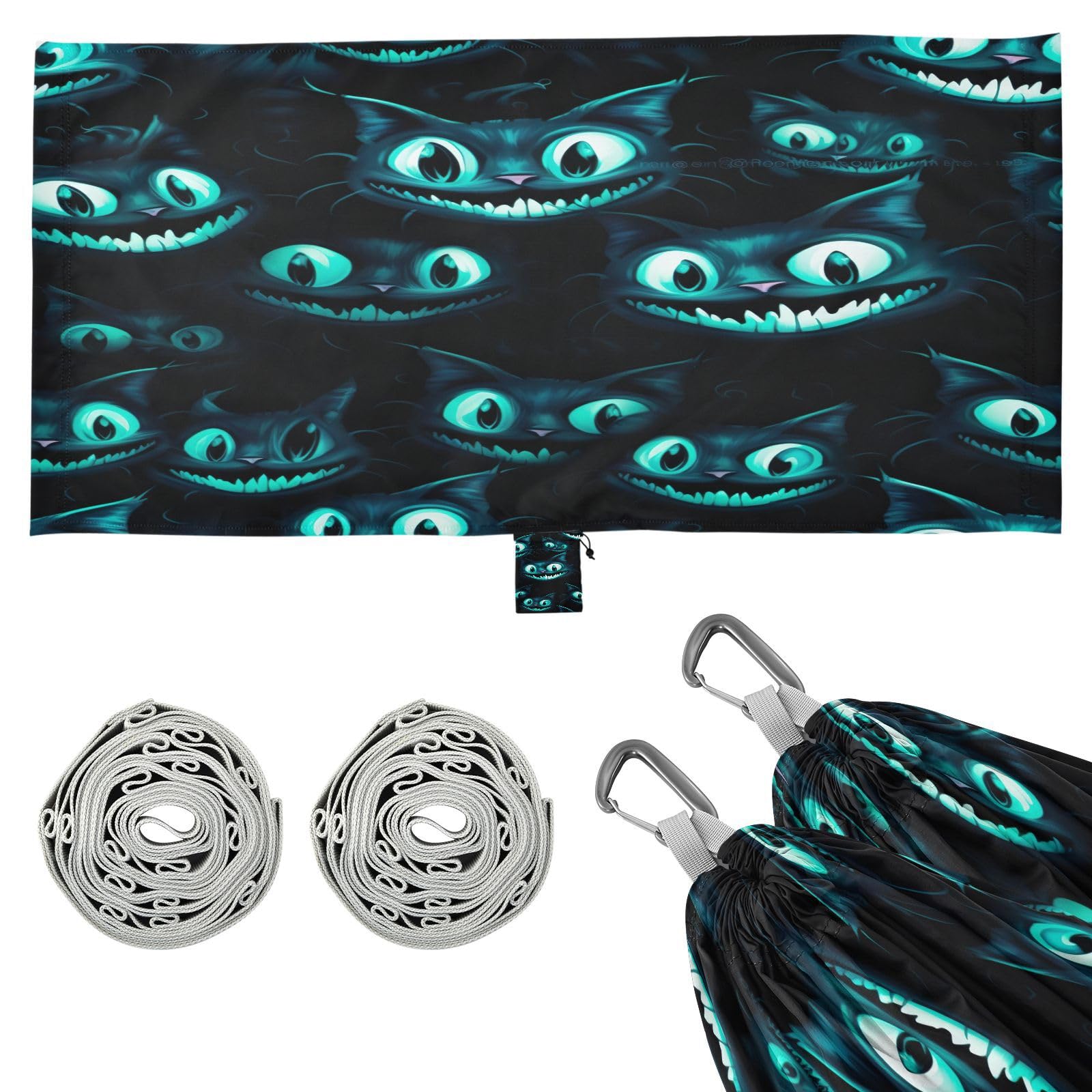 ATTX Blue Neon Cat Eye Camping Hammock - Lightweight & Portable Hammocks, Heavy Duty 330lbs Capacity for Indoor, Hiking, Backpacking, Travel, Backyard, Beach#243