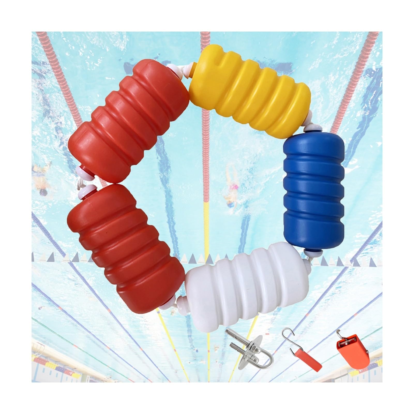 DaneGPT Swimming Pool Safety Rope, Nylon Pool Floating Divider Line with Buoys and Hooks for Water Exercise Zones