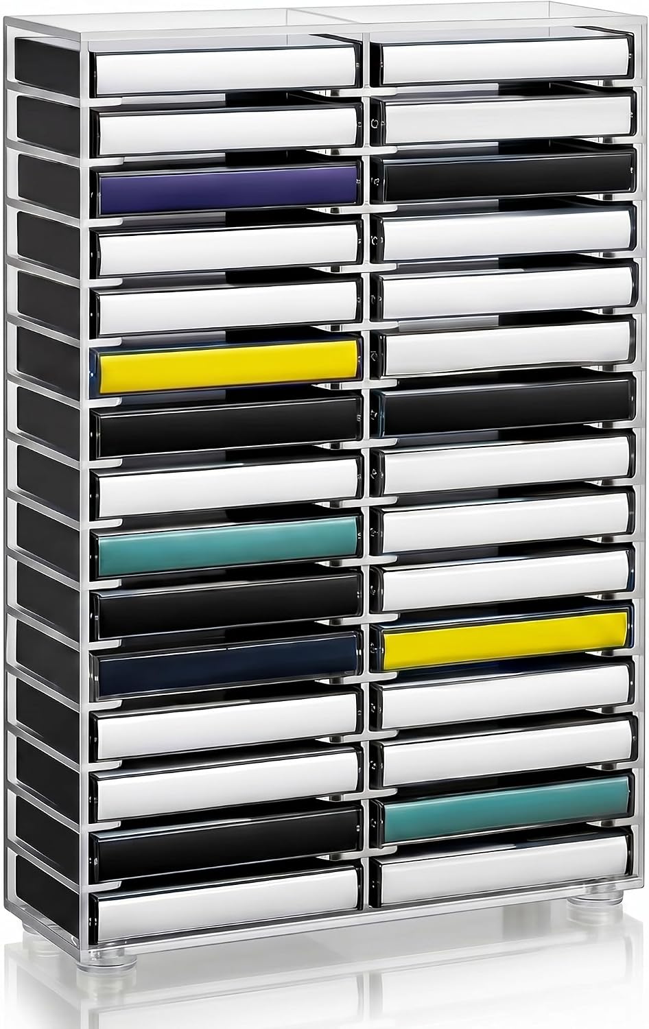 Junkin 30 Slot Clear Acrylic Cassette Tape Storage Organizers Stackable CD Holder with Rubber Feet, Desktop or Wall Mounted, Ideal for Studio Theatre Room, Collectors