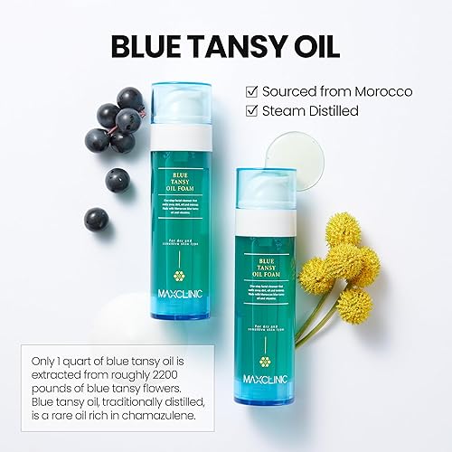 Miniatura 7 de MAXCLINIC K-Beauty Aceite de tanaceto azul para espuma, limpiador facial coreano todo en uno a base de aceite, limpiador facial espumoso a base de