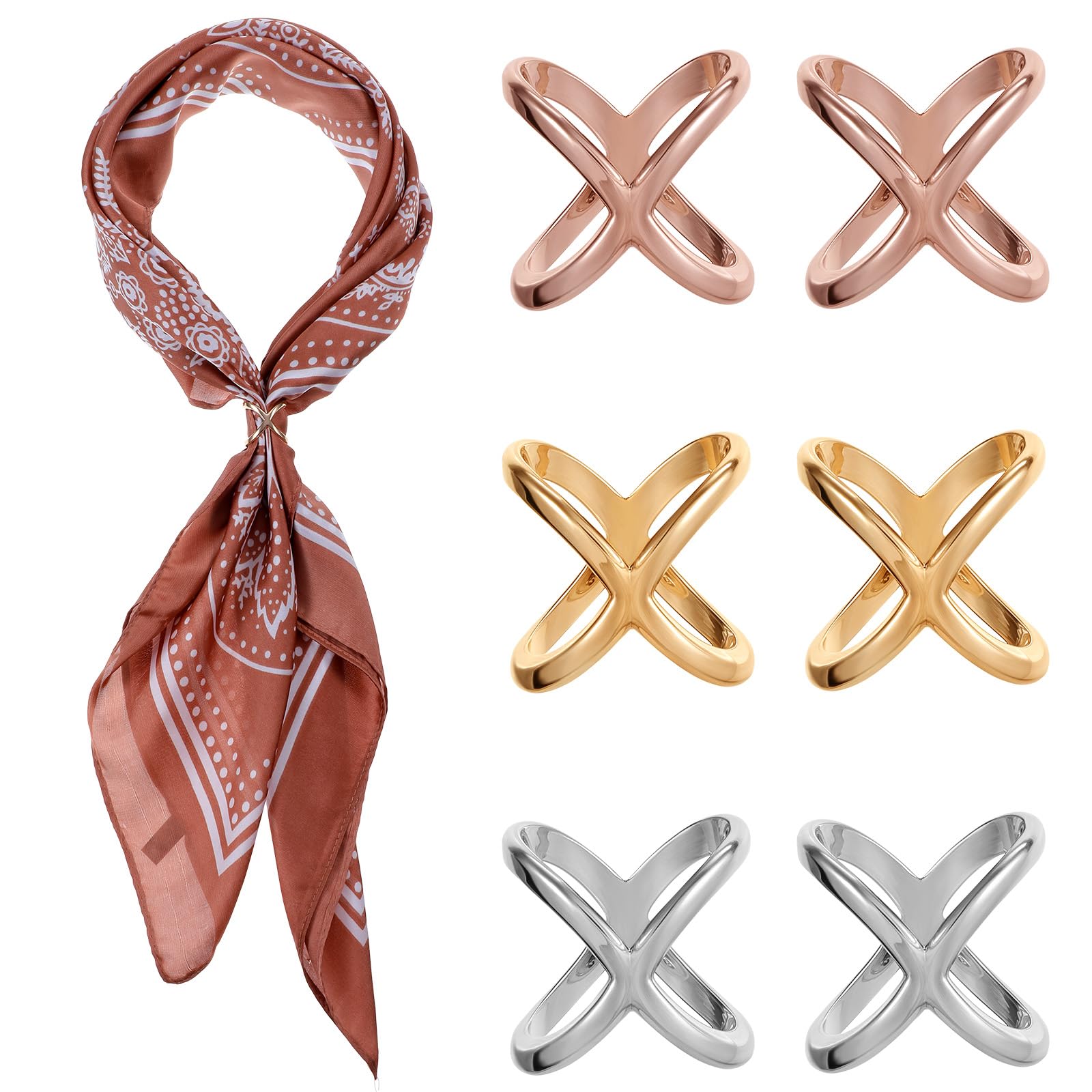 X Shape Scarf Ring Wonderful Scarf Clip Scarves Buckle Holder Scarf Slide Pin Shawl Buckles Bandana Ring