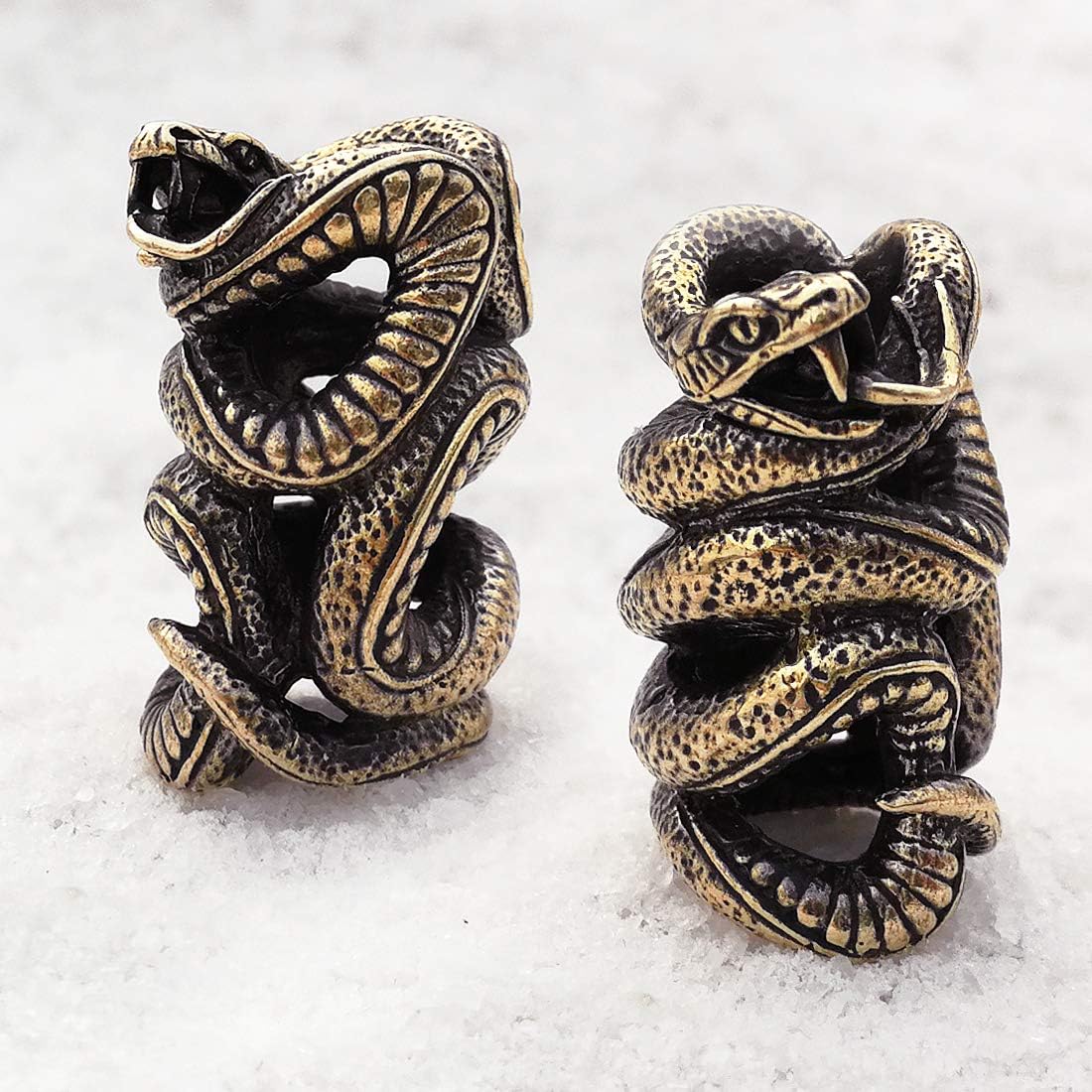 СooB EDC Paracord Bead, Knife Lanyard Bead, Beard Bead, Pendant Animals Collection. Metal Hand-Casted Paracord Beads Charms for Paracord Lanyards Bracelets 1Pcs/Lot (Snake Python Bronze)
