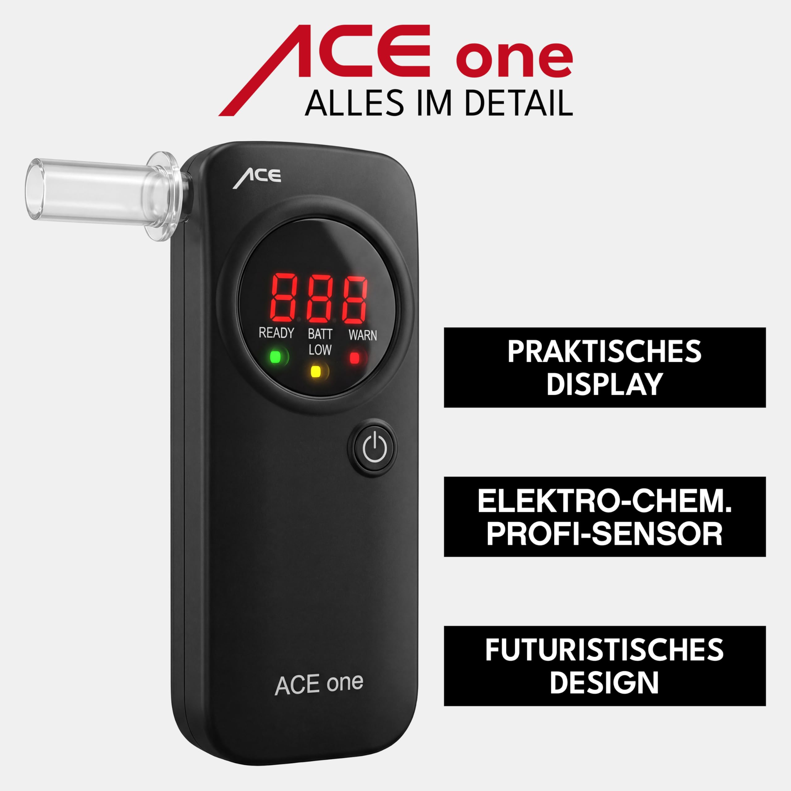 ACE One Alkoholtester Polizeigenau - Promille-Tester Alkomat mit 98,6%