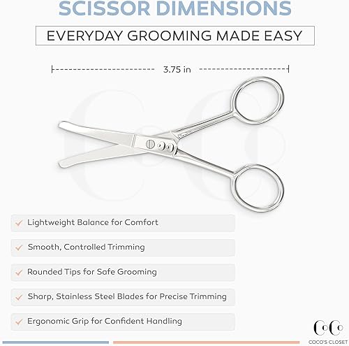 Miniatura 2 de Coco's - Tijeras redondeadas de seguridad para nariz y orejas  Herramienta de aseo de precisión de acero inoxidable para hombres y mujeres, corte de
