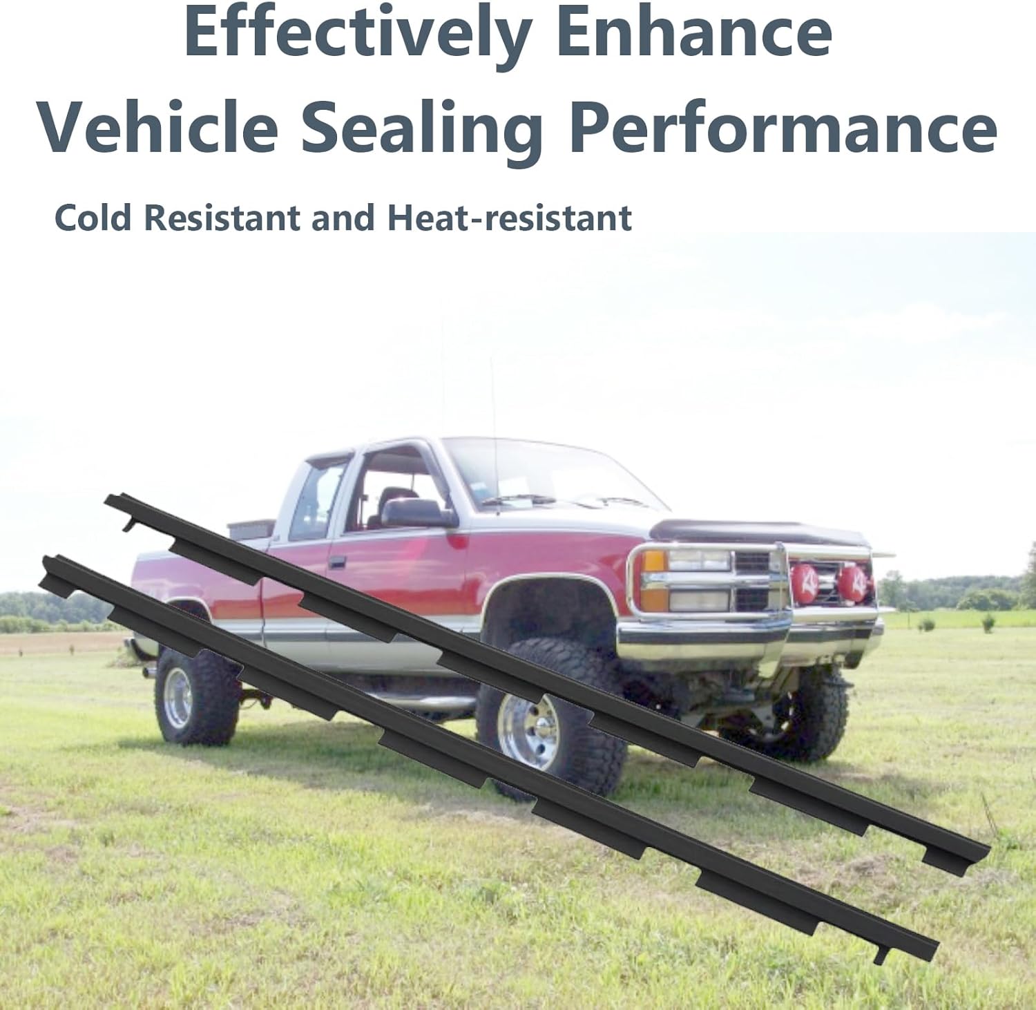 Weatherstrip Front Driver & Passenger Outer Window Sweep Seal Compatible with 1988-2000 Chevrolet C1500 GMC C2500 OE# 15991406 15991405