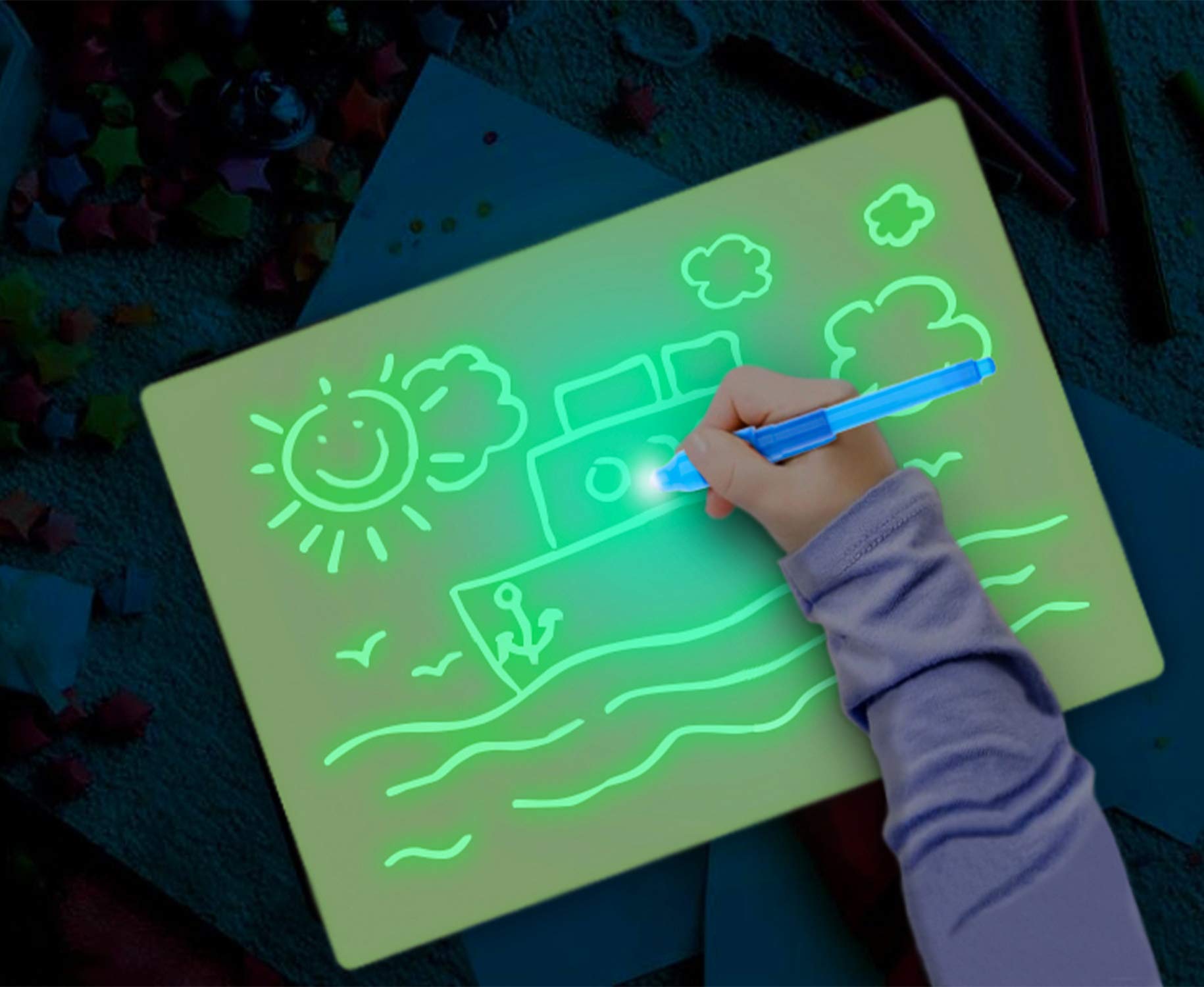 Noa StoreFun Magnetic Drawing Board Glow in Dark with Light - Drawing Tablet, LCD Writing Tablet for Kids - Kids Drawing Pad and Best Gift for Kids and Toddler | Christmas, Birthday, Gift for Kids (A3)